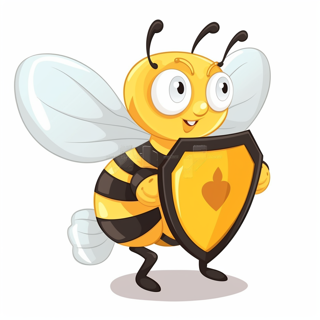 Une abeille derrière un bouclier